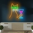 thumbnail image 2 of Craftnamesign Cat Martini Neon Sign Light Wall Art For Cocktail Bar Decoration, 2 of 5