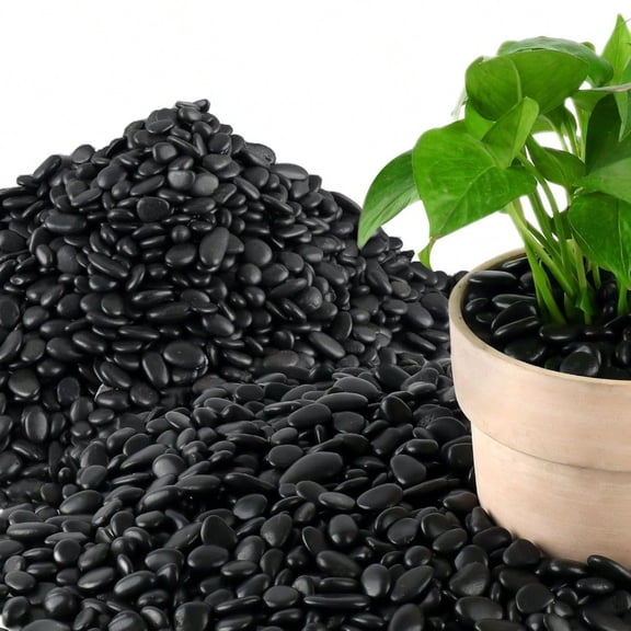 45LB Polished Black Pebbles3 8 3 4 Small Black River Rocks For Landscaping Natural Gravel Smooth Decorative Stones Dressing For Vases Planters Garden Outdoor Indoor