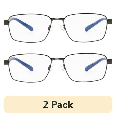 (2 pack) Ironman Rectangle Gun/Blue Reading Glasses 2.50