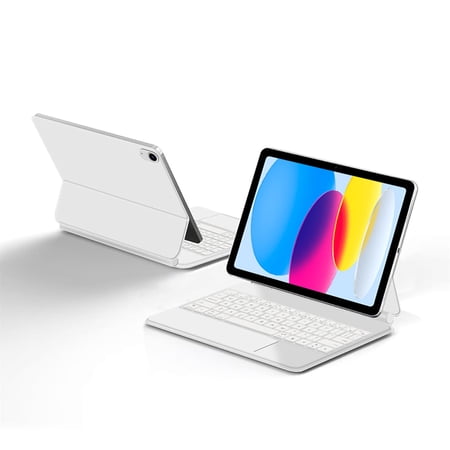 AJIUYU Magic Keyboard For iPad 10th generation 10.9" Tablet ipad10 Case Cover Magnetic Touchpad White