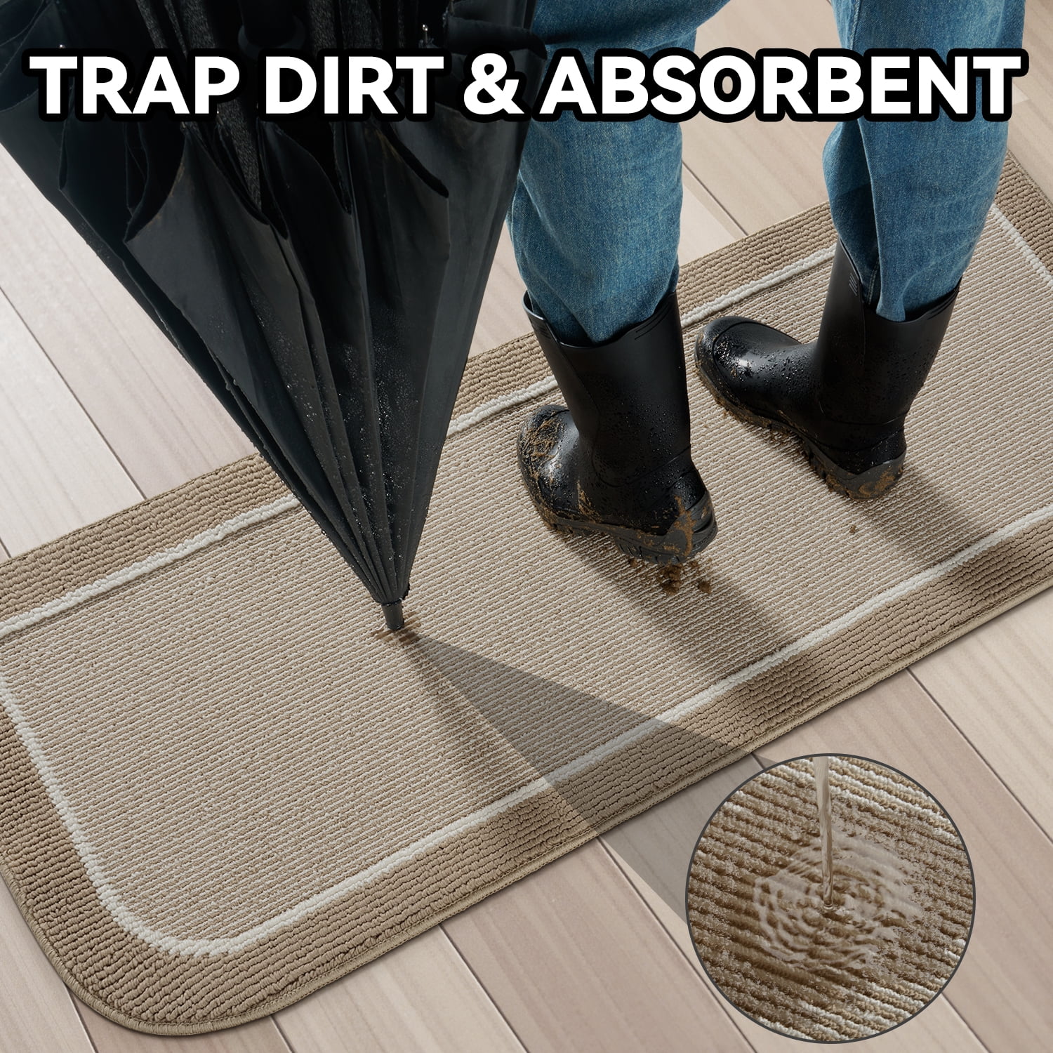 SIXHOME Door Mat Welcome Mat 20"x32" Non-Slip Front Door Mat Absorbent Low Profile Dirt Trapper Indoor Door Mat Ouside Entryway Rug Soft Machine Washable Floor Mat Beige