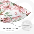 thumbnail image 2 of Plush Throw Pillow Covers, Pink Lilies Flowers Pillow Cases with Invisible Zipper, Breathable Microfiber Pillow Cases Standard Size for Sleeping Bedroom Sofa Living Room 20x30, 2 of 5