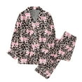 thumbnail image 5 of YMNXA Pajamas For Women Set Long Sleeve Lapel Buttons Leopard Bow Print Tops And Pants Comfortable Soft Two Piece Outfit For Daily Wear Khaki Xxl, 5 of 5