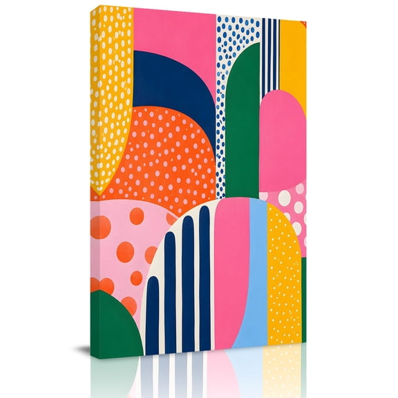 Canvas Wall Art, Colorful Geometric Framed Canvas Prints for Kitchen Bedroom, Aesthetics Modern Abstract Art Small Gallery Wrapped Wall Decor for Home Office, Gifts, 8"x12" Ship Next Day