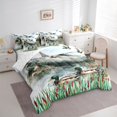 thumbnail image 3 of jejeloiu Mallard 7-Piece Twin Bedding Sets,Rustic Plant River Bedding Comforter Set,Vintage Flowers Pattern Sheet Sets For Men Women,Luxury Bedroom Decor Reversible, 3 of 8