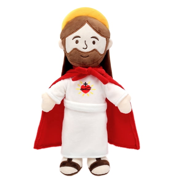 Jesus Plush Jesus Stuffed Doll With Removeable Cloak Religious Plushie Toy Gifts For Kids Christening Easter-Red