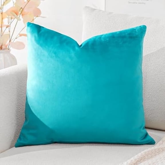 Eryueer Luxury Velvet Cushion Covers Super Soft Decorative Square Throw Pillow Covers Case Cushion Covers for Sofa Couch Bedroom Car Decor 45x45cm Turquoise