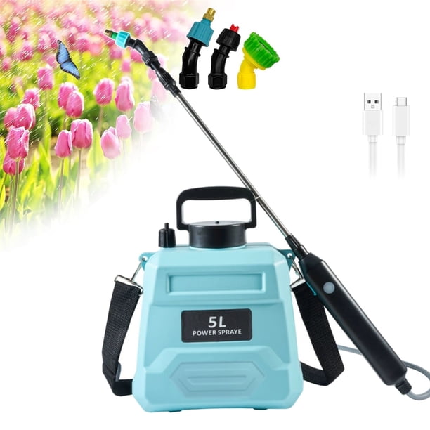 Pulverizador alimentado por batería, recargable por USB, pulverizador de jardín portátil, 23.6 varilla telescópica, pistola de pulverización eléctrica