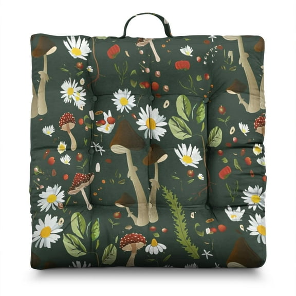 Floral & Bee Artwork Cushion Large 22 Inch Square Pillow, Sunny Garden Theme, Plush for Hip Pressure Relief