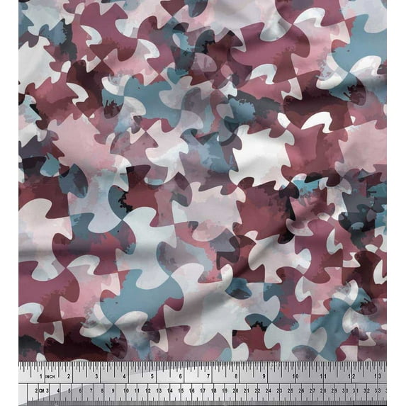 Soimoi Poly Georgette Fabric Two Tone Camouflage Printed Craft Fabric by The Yard 42 Inch Wide