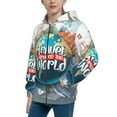 thumbnail image 2 of Naloa Travel Around The World Teenage Zipper Hoodie, Long Sleeve Zip Up Hoodies Casual Jackets Tops for 7-12 Years-Small, 2 of 6