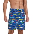 thumbnail image 2 of Balery Submarines And Whales Pantalones cortos de pijama de punto de algodón para hombre con cinturilla y bolsillos-Medium, 2 of 6