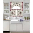 thumbnail image 3 of Pink Roses Swag Kitchen Curtains Sets for Windows 24 Inch Length, Spring Horseshoes Floral Leaves Rustic Short Window Curtain Panels Swags Valances and Tiers 3 Piece Set for Cafe/Dining Room, 3 of 5