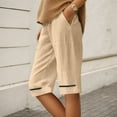 thumbnail image 2 of Women's Linen Shorts Casual Knee Length Summer Beach Pants Lightweight Comfortable Loose Fit With Pockets Breathable Stylish Outfits, 2 of 2