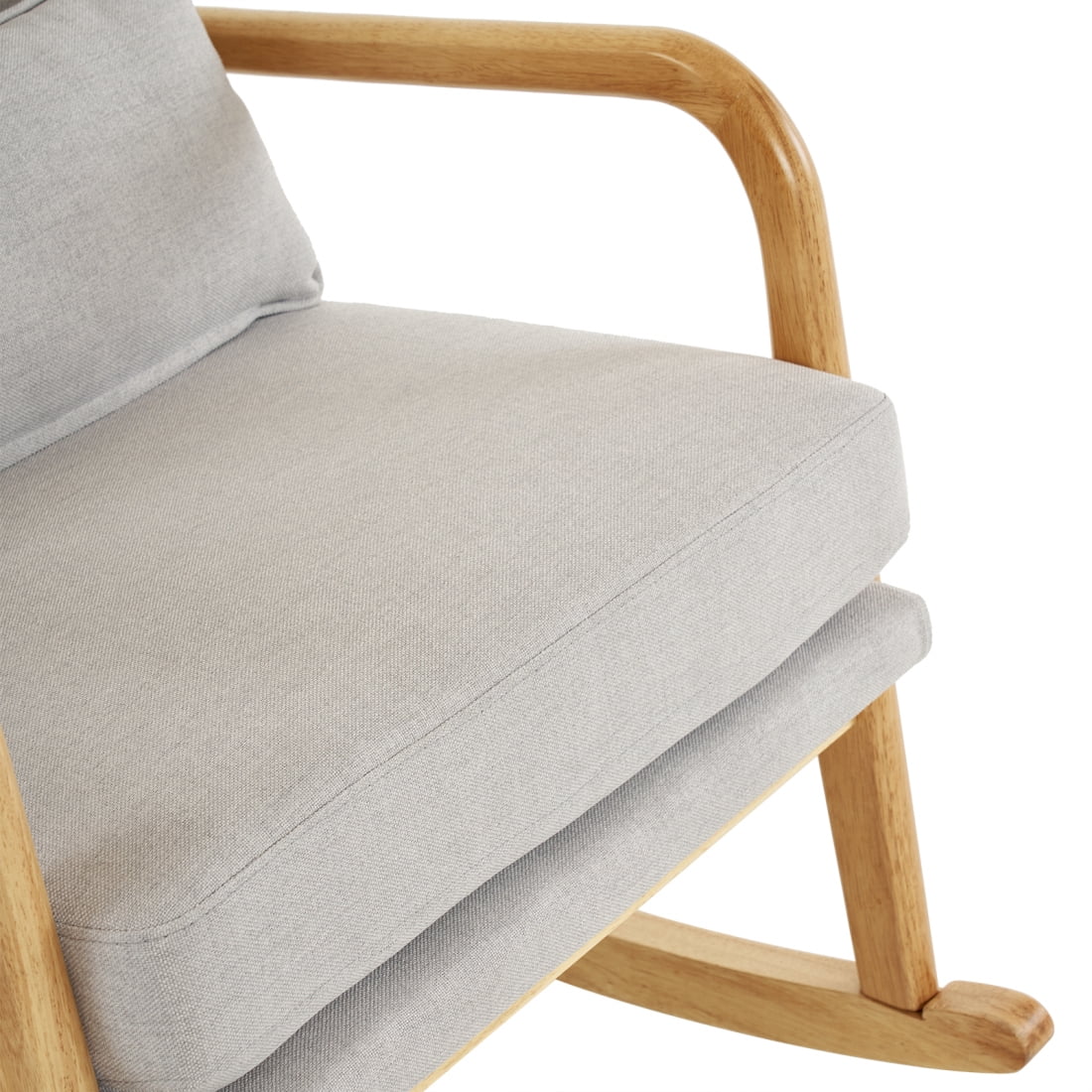 Nursery Rocking Chair, Upholstered Glider Rocker Indoor with High Backrest and Lumbar Pillow, Modern Accent Chairs Comfy Armchair Single Sofa Chair for Nursery Living Room Bedroom, Light Gray
