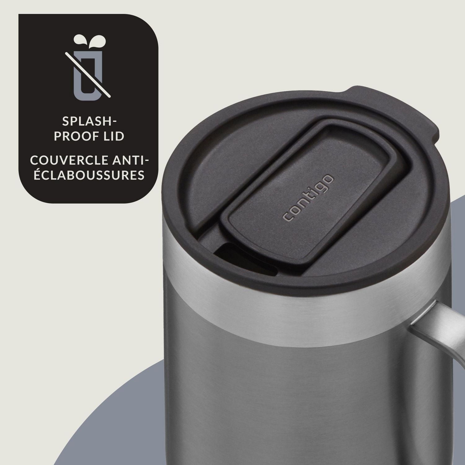 Contigo Streeterville Stainless Steel Mug with Splash-Proof Lid, 14 oz (414 ml), Vacuum-Insulated Tumbler with Handle for Coffee & Tea, Sake