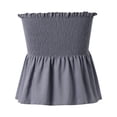 thumbnail image 4 of Lixiuxyad Women's Tanks Top Spring Summer Strapless Tube Tops With Ruffled Design For Everyday Casual Wear â Versatile Blouse For Pants And Skirts(Gray L), 4 of 6