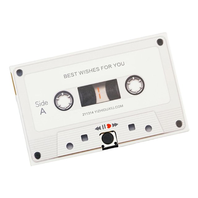 Livre d'Or Rétro Audio avec Ruban de Bénédiction pour Gris Blanc