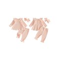 thumbnail image 2 of RUINIXCW Toddler Girl Fall Outfits Lace Trim Long Sleeve Tops and Pants Headband, 2 of 8