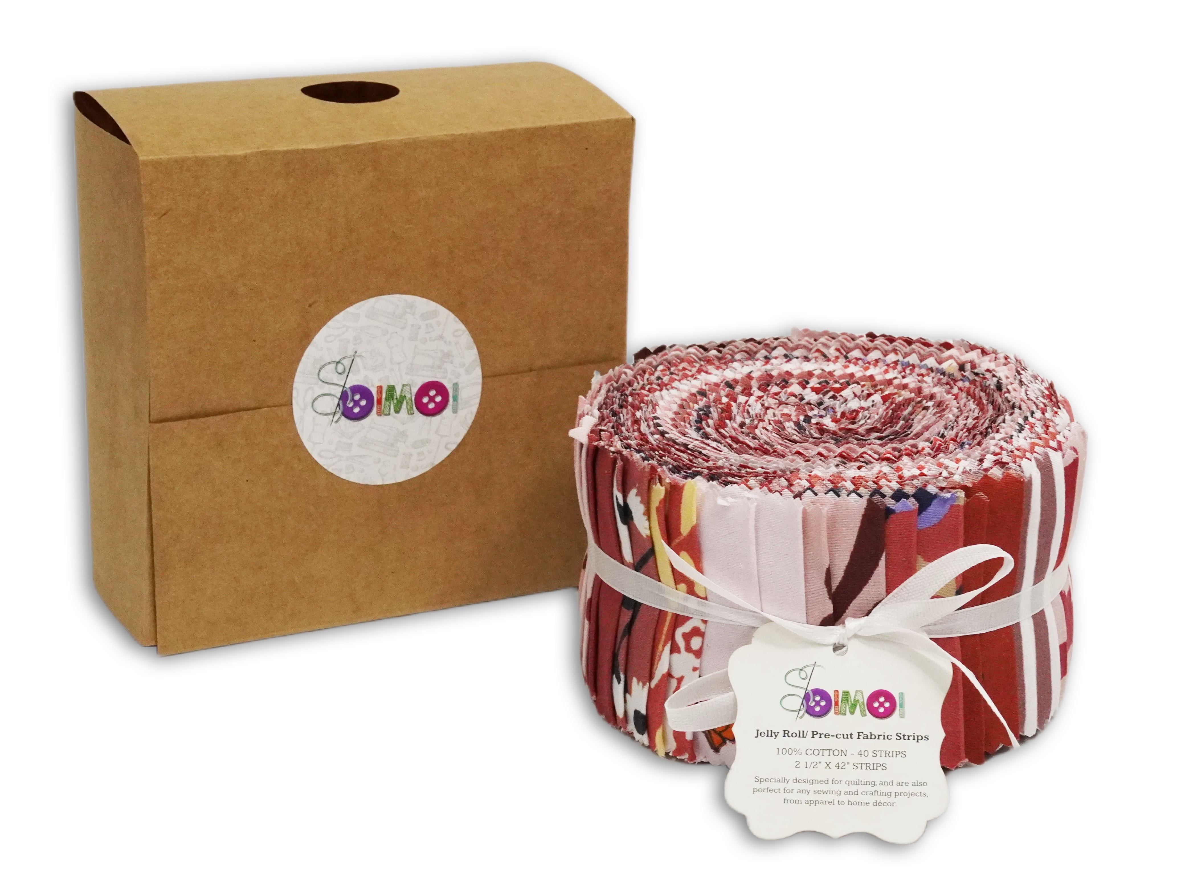 Soimoi 40Pcs Florals Print Cotton Precut Fabrics for Quilting Craft Strips 2.5 x 42 inches Jelly Roll