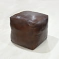 thumbnail image 3 of Square Shaped Goat Leather Handmade Eco-Friendly Brown Pouf - Square Shape Pouf, 14" x 14"x 14", Plain Solid Pouf, Goat Leather Pouf, Recycled Cotton Fill Stuffed Pouf, Leather Seating Pouf, 3 of 5