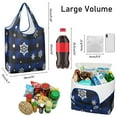 thumbnail image 3 of 5 Pack Foldable Shopping Bag,Blue Christmas Snowflake Pattern Reusable Grocery Bags with Pockets,Large Reusable Tote Bags with Handles Waterproof & Lightweight, 3 of 6