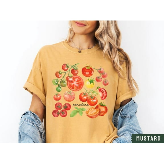Tomato Shirt, Cottagecore Clothing, Fruit Shirt, Vegetable Tshirt, Botanical Vegan Shirt, Garden Picnic Clothes, Italy Shirt