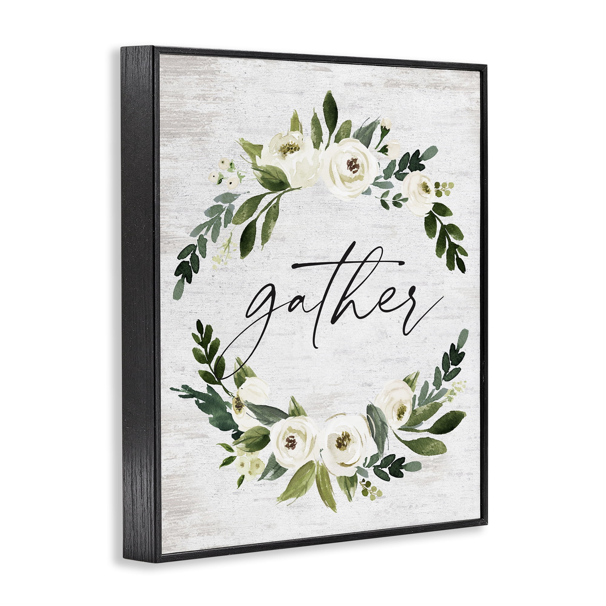 Stupell Industries Neutral Distressed Gather Botanical & Floral Painting Black Framed Art Print Wall Art, 24 x 30