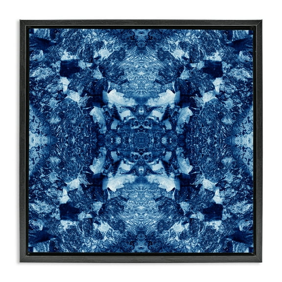 Stupell Industries Mosaic Tie Dye Pattern Abstract Painting Black Floater Framed Canvas Art Print Wall Art, 18 x 18