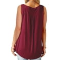 thumbnail image 3 of Enwejyy Women Casual Multi-Style Round Neck Solid Color Short Sleeve Multi-color T-Shirts Floral Print V-Neck Blouse Long Sleeve Pleated Daily Tunic Tops, 3 of 5