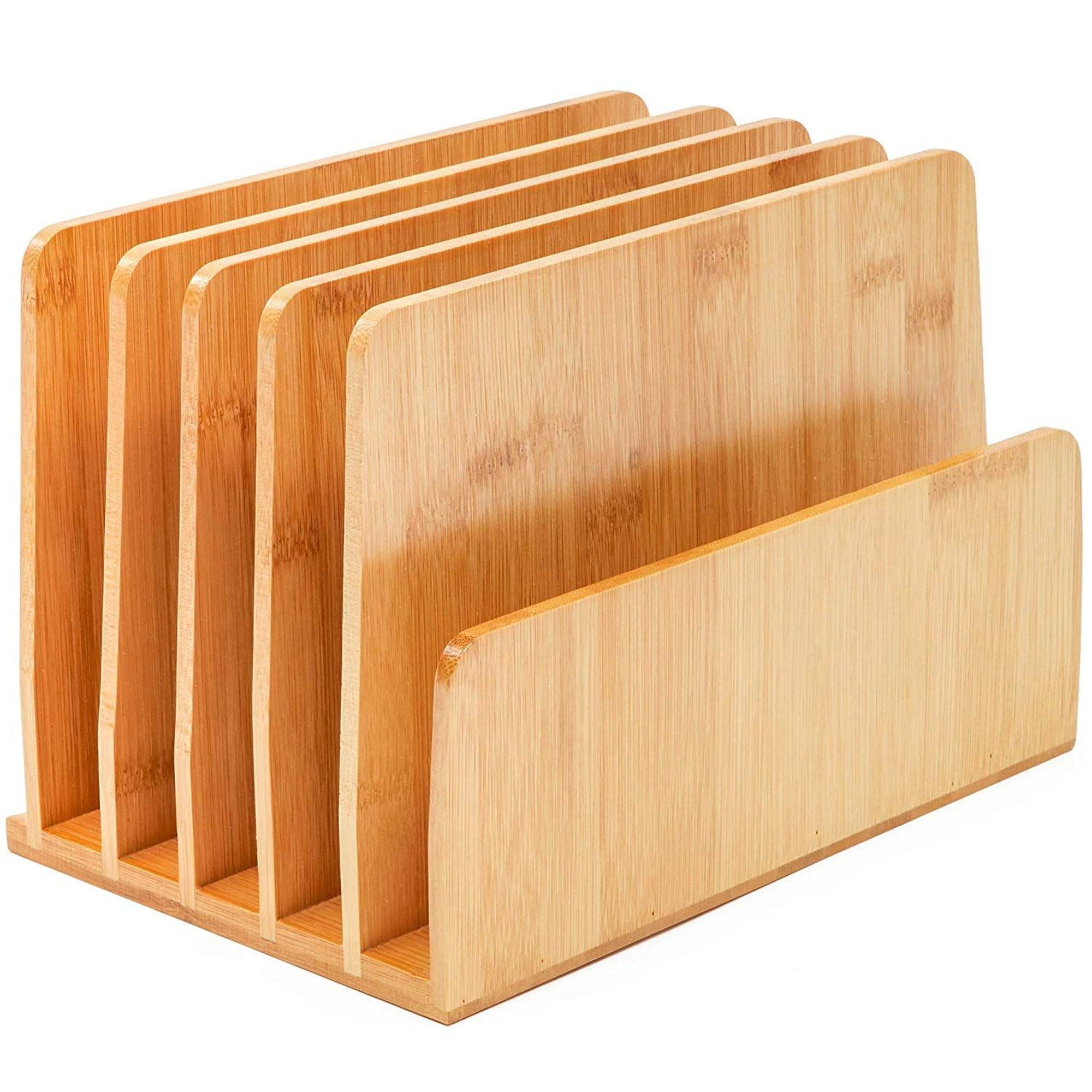 Bamboo Desk File Organizer Wood Desktop Mail Holder Sorters For