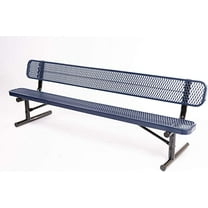 Coated Outdoor Furniture Heavy-Duty Portable Outdoor Bench Thermoplastic Coated, Expanded Metal, Commercial-Grade Seating, Made in America (Portable with Back, 8 Ft, Dark Blue)
