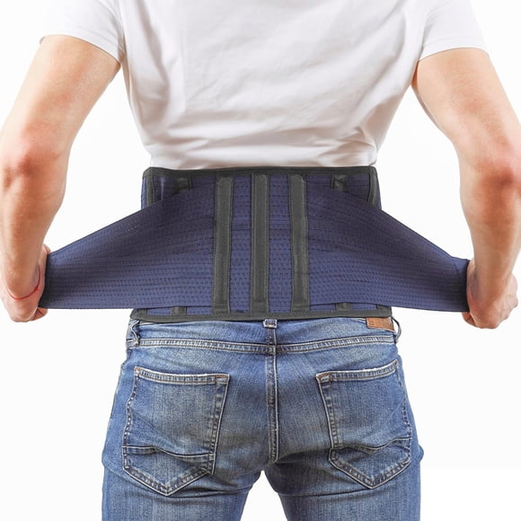 AVESTON - Faja lumbar para aliviar el dolor de espalda: Cinturón de soporte lumbar delgado, transpirable, rígido, de 6 costillas, ajustable, para hombres y mujeres. Mantiene la columna recta y segura.