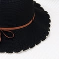 thumbnail image 3 of Fewfanhot Women Scalloped Wide Brim Straw Bucket Hat, UPF Sun Protection Foldable Beach Fisherman Hat with Fabric Ribbon Bow, 3 of 5