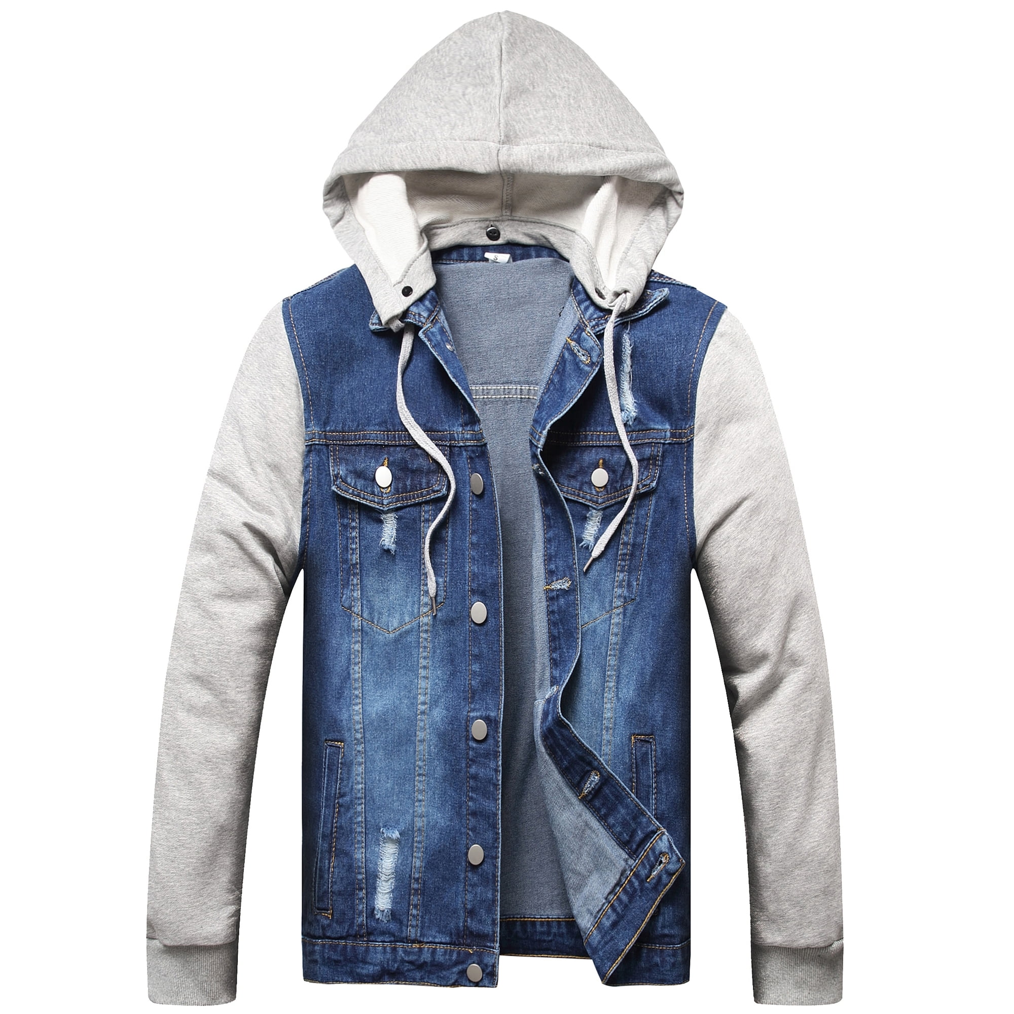 mens denim jacket with fur hood