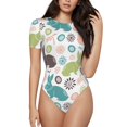thumbnail image 1 of Balery Easter Rabbit Body de cuello redondo de manga corta para mujer Tops de manga corta Tops básicos-Medium, 1 of 7