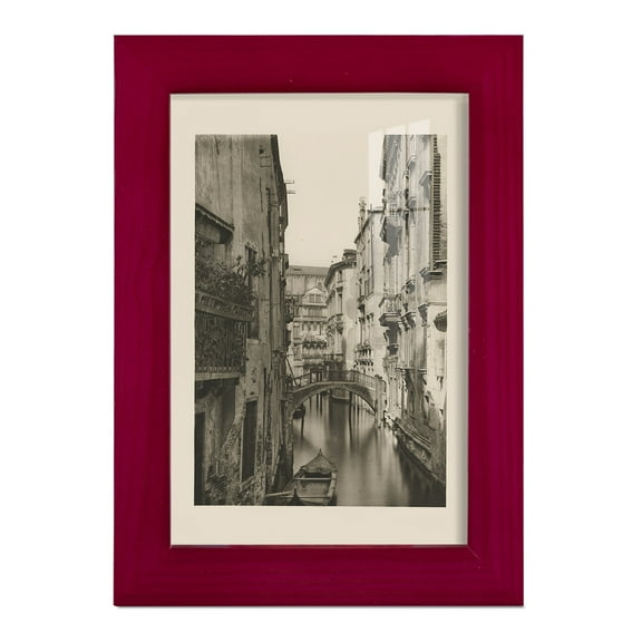 Vintage Views of Venice IV - Framed Print w/glass - Cherry Red
