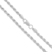 Authentic 925 Sterling Silver 3MM Rope Diamond-Cut Chain Necklaces, Solid 925 Italy, Next Level Jewelry