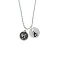 thumbnail image 2 of Delight Jewelry Silvertone Antiqued Round Seal - Initial - H - Silvertone Script Initial Disc - & - Charm Necklace, 20"+3", 2 of 4