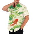 thumbnail image 2 of Big and Tall Men's Hawaiian Shirts Ocean Wave Print Casual Short Sleeve Button Down Shirts Summer Beach Clothes, 2 of 5