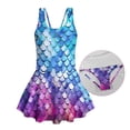 thumbnail image 4 of Uorisanigo Girls One Piece Swimsuits Blue and Purple Mermaid Scale Sleeveless Bathing Suit Swimwear Polyester and Spandex Fabric Swim Dress Size 3-4, 4 of 6