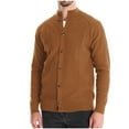 thumbnail image 2 of UVEASISHA Knit Cardigan Sweaters for Men Button Down Casual Stand Collar Pullover Sweater Lightweight Fashion Open Front Cardigans 2024 Fall Thin Knitted Jacket Daily Deals Clearance Brown M, 2 of 6