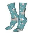thumbnail image 5 of Xecao Teal Mama Llama Print Fashion No Heel Casual Crew Socks Cushioned Breathable for Men Women - Moisture wicking,Not easy to fade Suitable for daily, 5 of 7