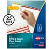 Avery 8 Tab Dividers for 3 Ring Binder, Easy Print & Apply Clear Label Strip, Index Maker Customizable Pastel Tabs, 25 Sets (11993)