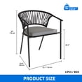thumbnail image 4 of Dextrus Set of 6 Outdoor Dining Chair with Cushion, All-Weather Stackable Patio Bistro Chair Rope Woven Design - Gray, 4 of 10
