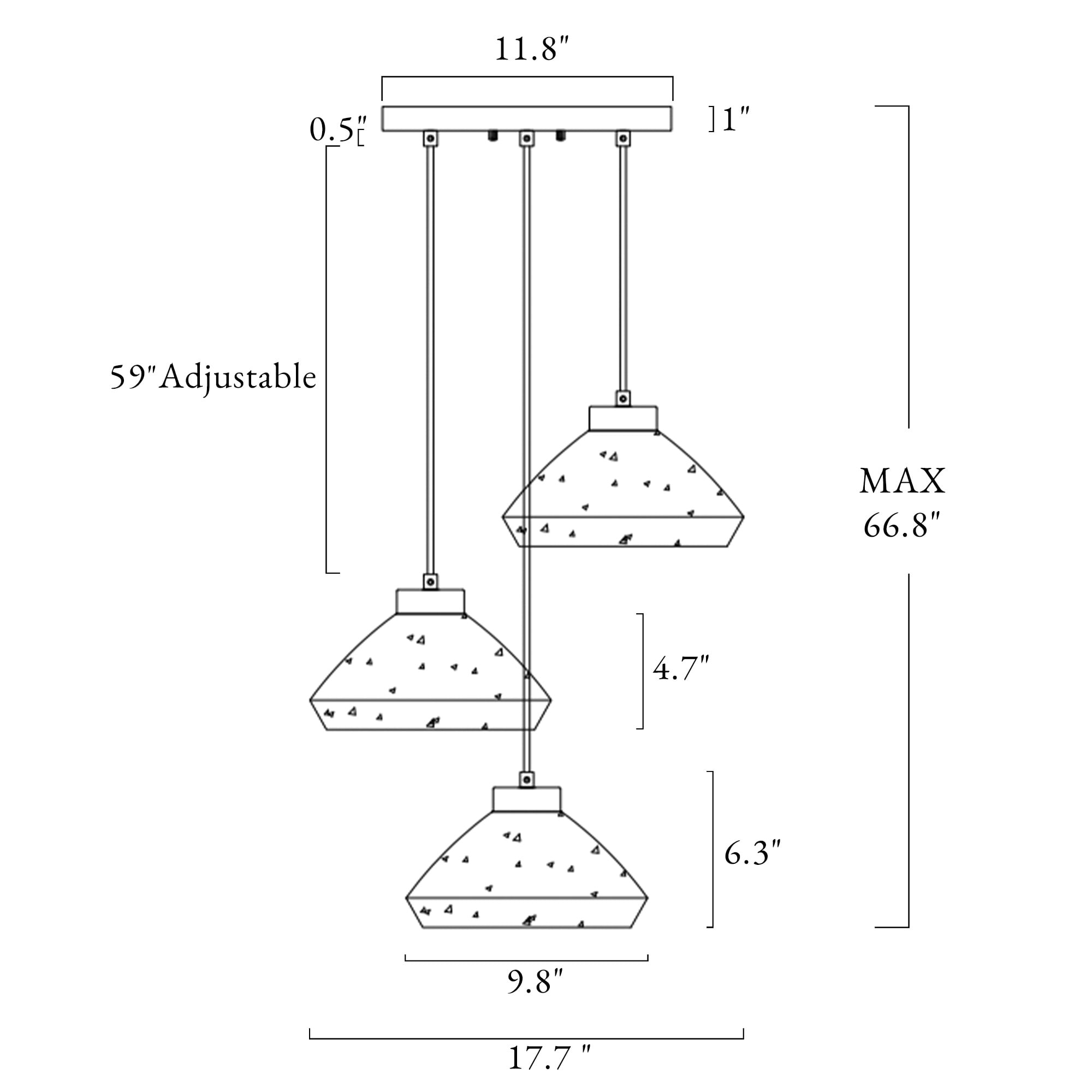 LNC 3-Light Clustered Modern Gold E26 Hardwired Pendant Light with Mercury Glass Shades