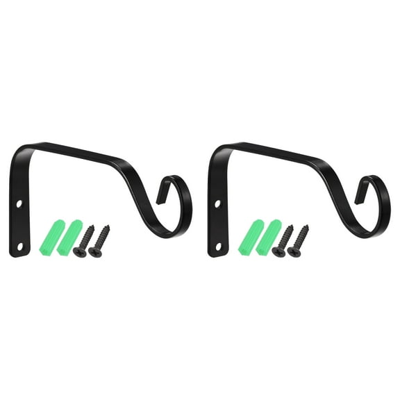 Uxcell Iron Wall Hooks Black for Hanging Lanterns Plants and Lights 7 inch 2 Count