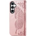 thumbnail image 3 of Wallet Phone Case for Samsung Galaxy S23 FE,3D Butterfly Pattern PU Leather Flip Kickstand Case with Magnetic Clasp and Cash Card Slots Holster for Samsung Galaxy S23 FE,HZD Rose Gold, 3 of 9