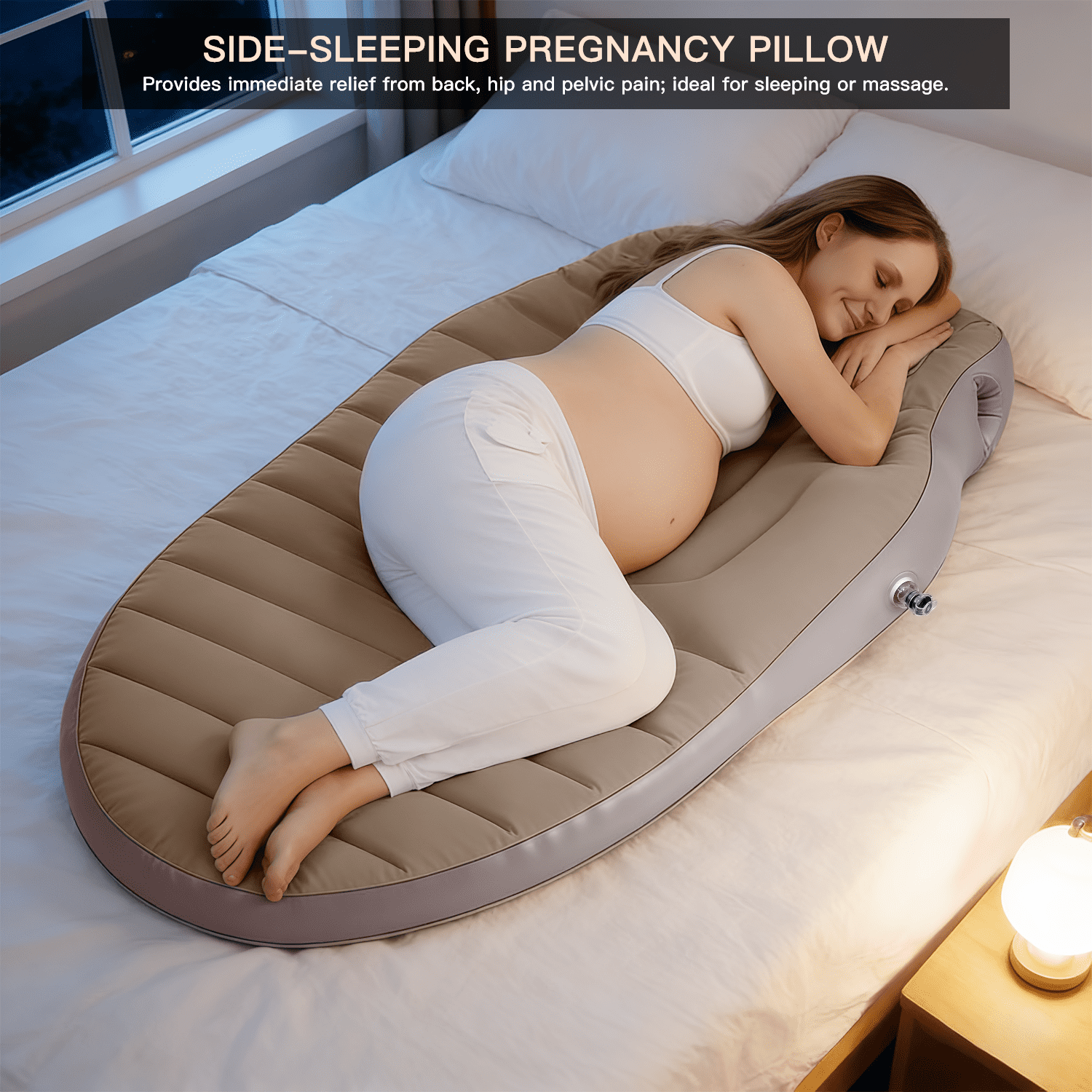 Inflatable Pregnancy Pillow with Belly & Head Hole, with Electric Air Pump, Full Body Maternity Pillow with Belly Hole for Side & Prone Sleeping