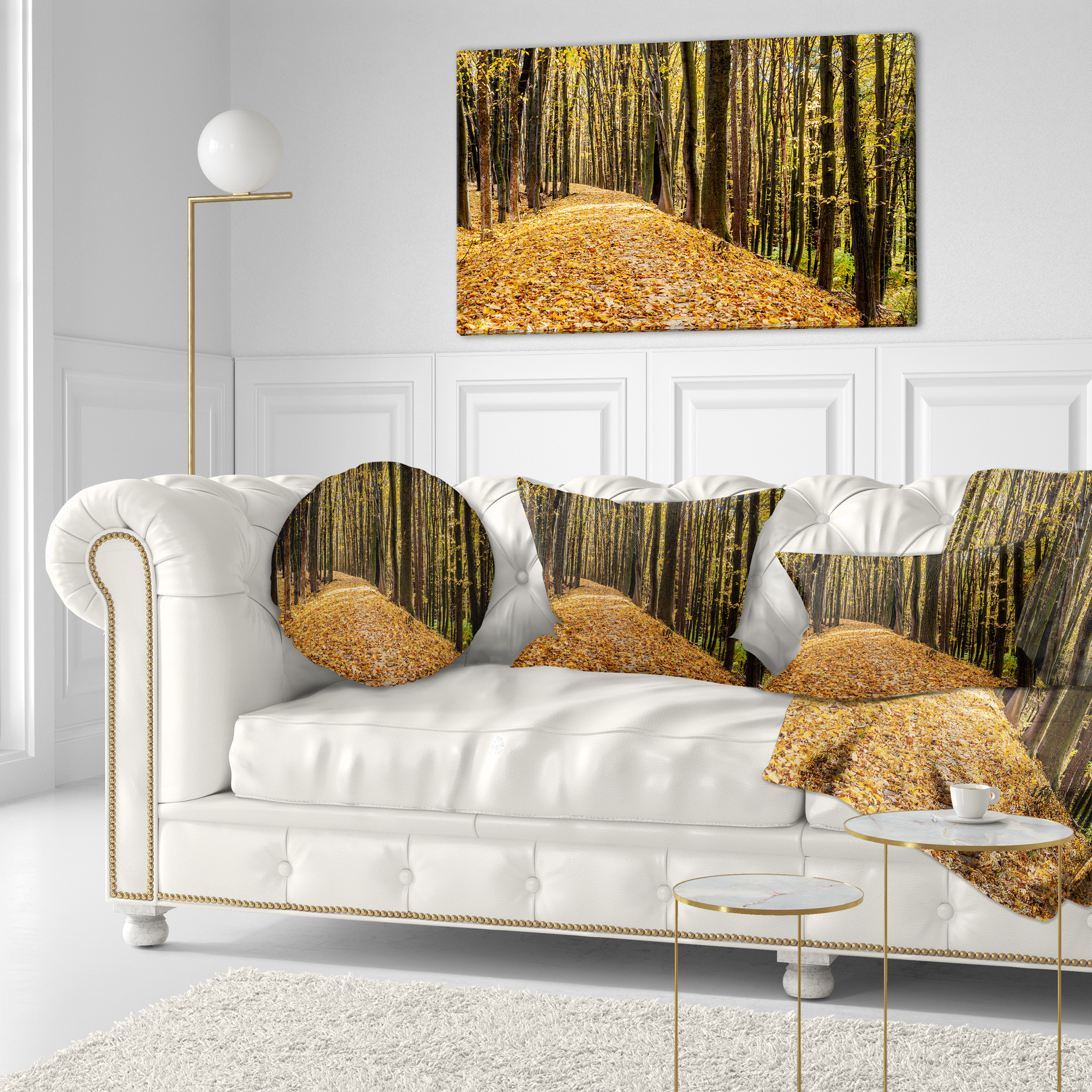 Designart Dense Autumn Forest Woods - Modern Forest Throw Pillow - 12x20